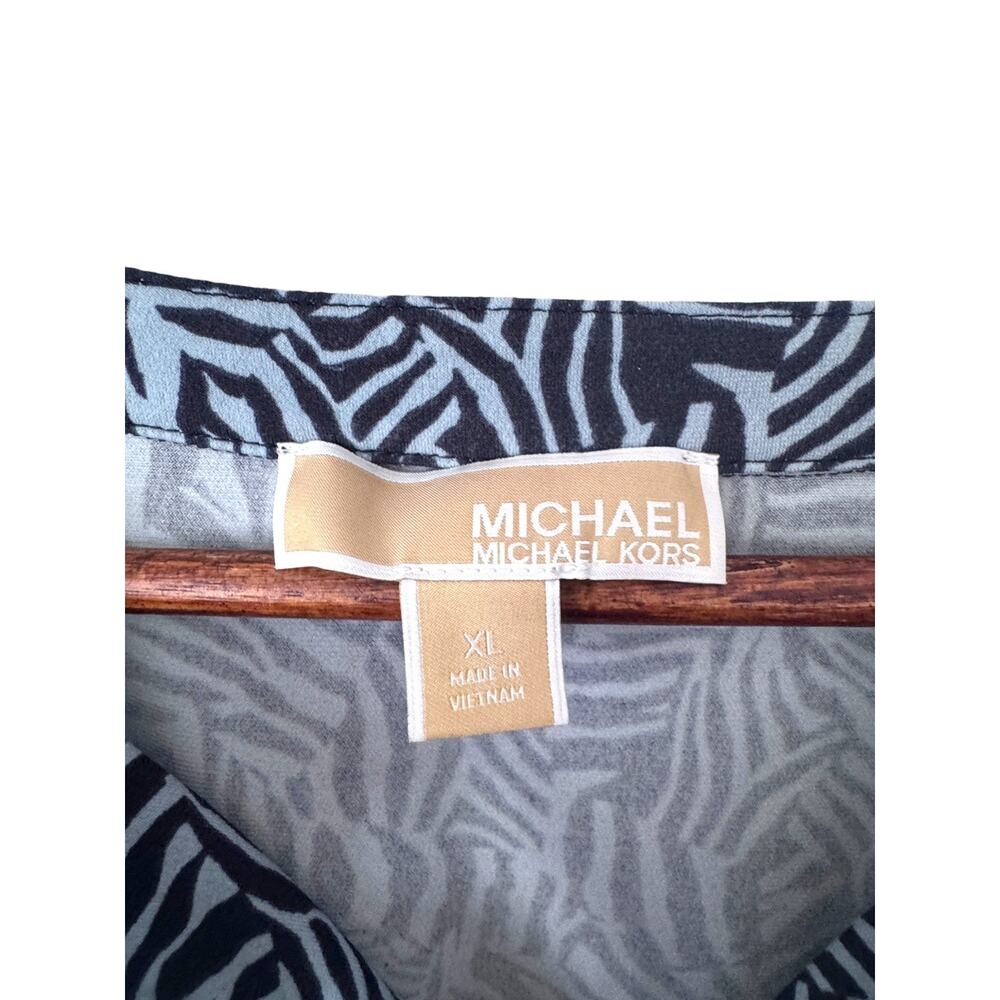 Michael Kors Zebra Print Tunic Dress XL Blue Black Safari Animal Core - Picture 4 of 7